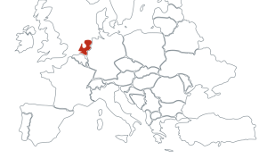 Map of Europe with the Netherlands highlighted