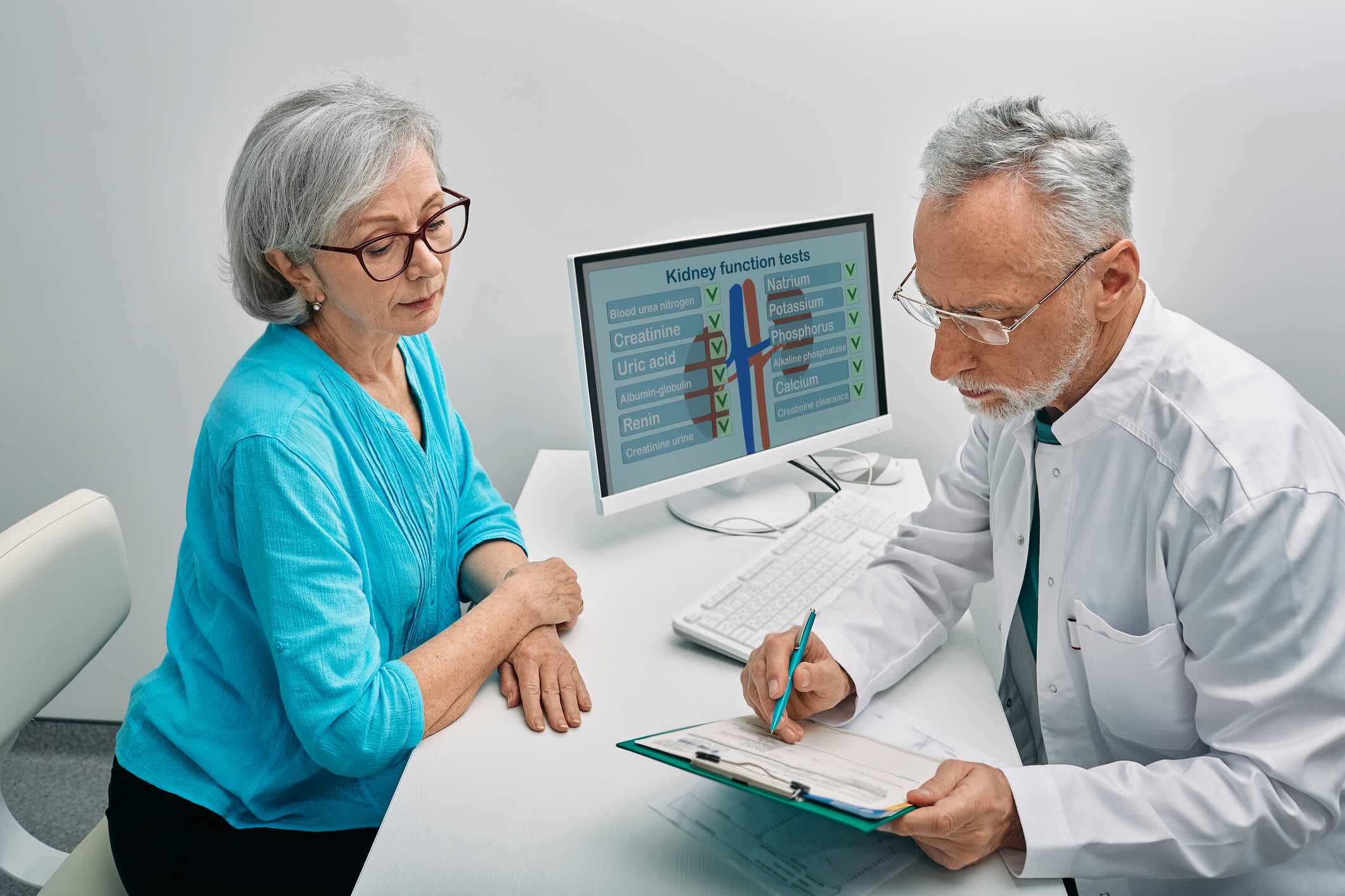 Senior Woman During A Consultation With A Urologist About Kidney Disease And Treatment At Medical Clinic